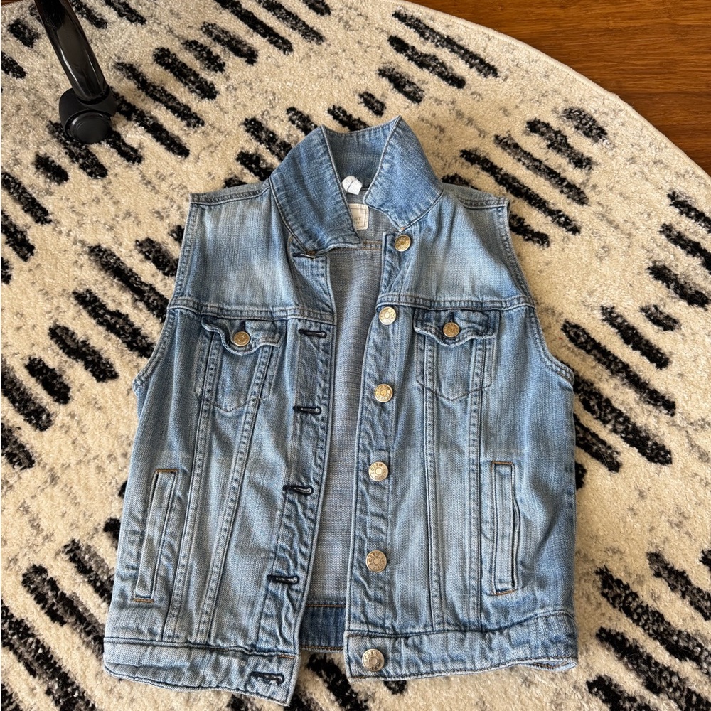 J.Crew Denim Vest Stone Wash Light Blue - Picture 2 of 5